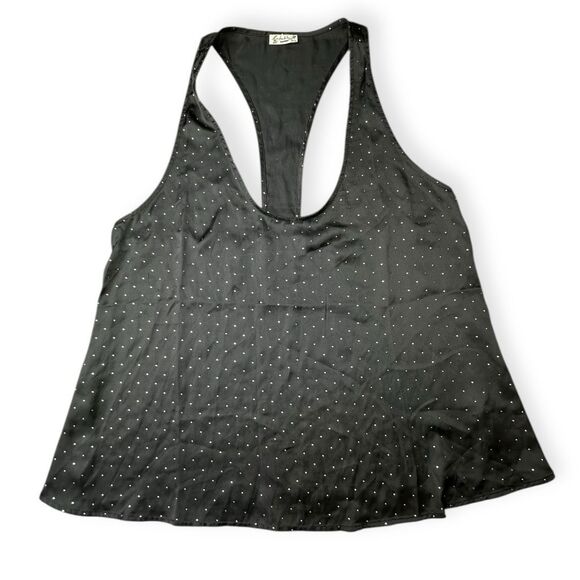 INTIMATELY FREE PEOPLE Women’s Black Gold Studded Racerback Tank Blouse Size Sma - Picture 2 of 5